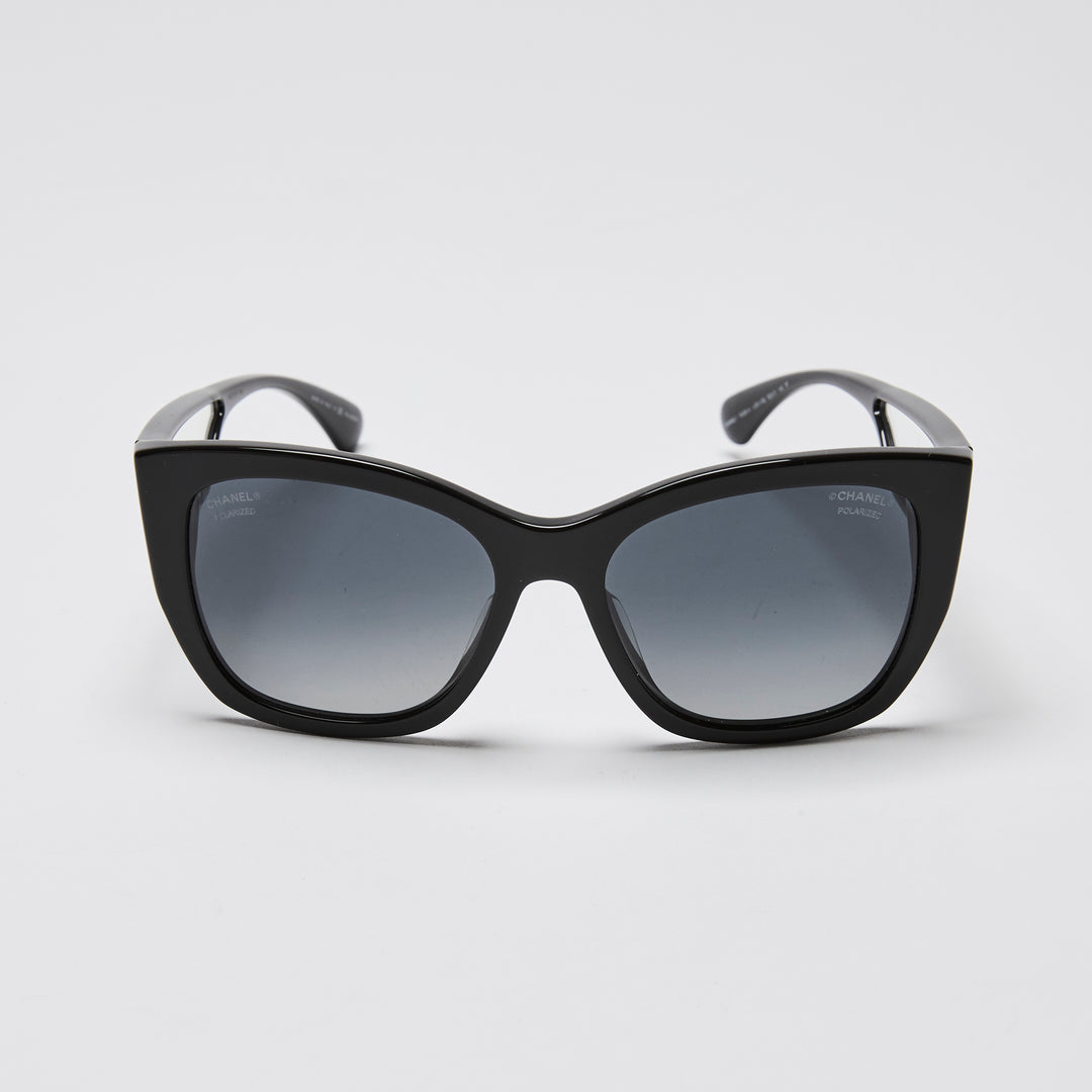 Pre-Loved Chanel™ Black Cateye Transparent Accent Sunglasses