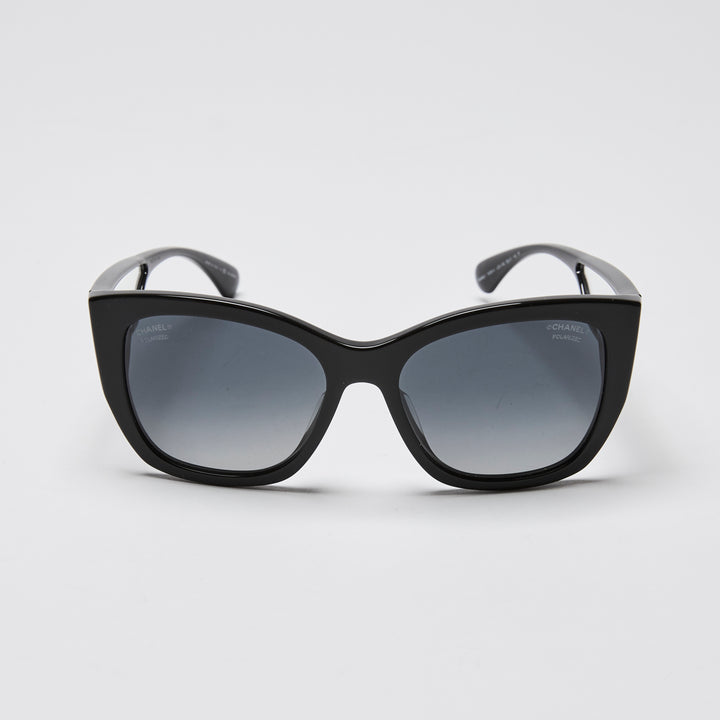 Pre-Loved Chanel™ Black Cateye Transparent Accent Sunglasses