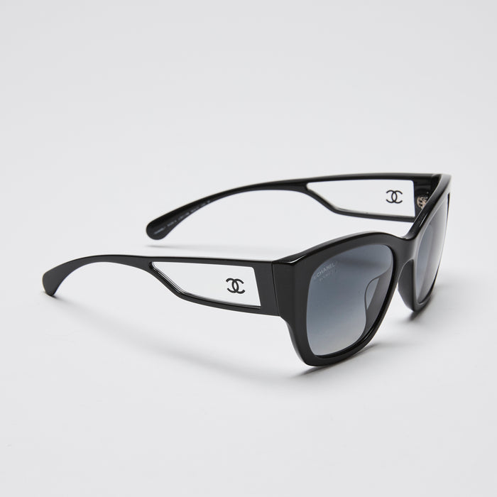 Pre-Loved Chanel™ Black Cateye Transparent Accent Sunglasses