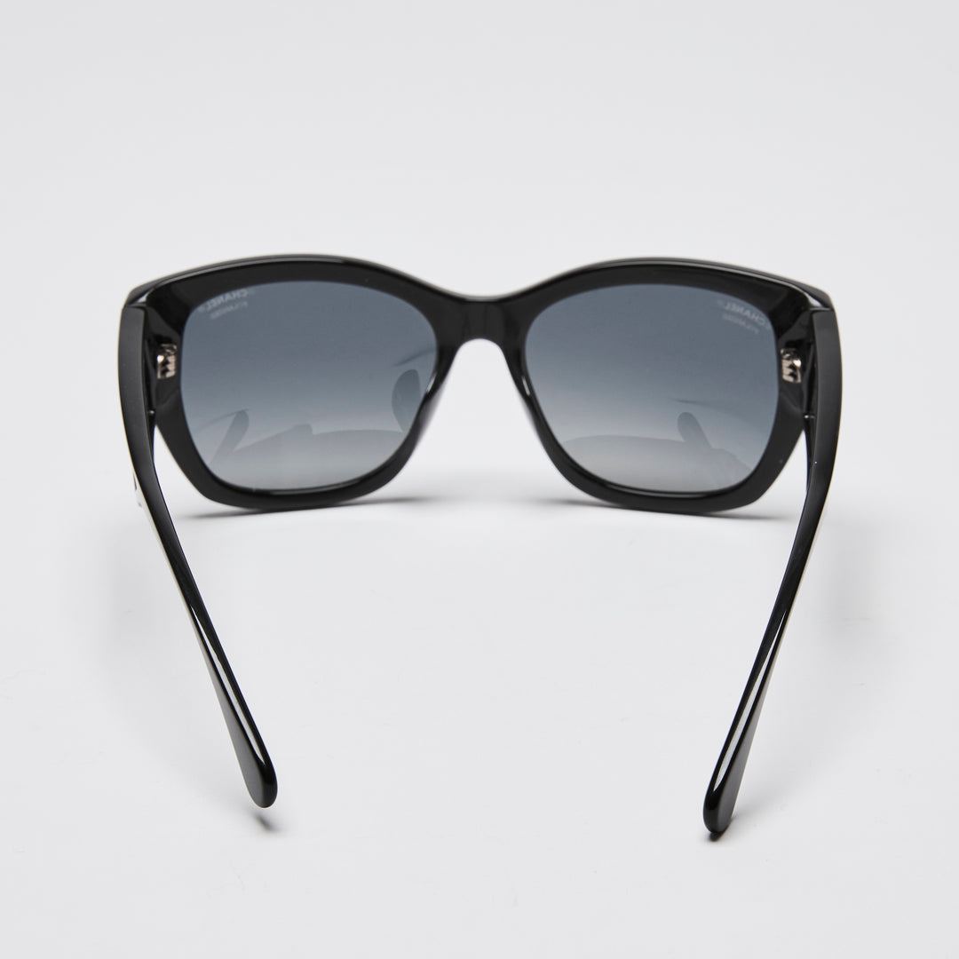 Pre-Loved Chanel™ Black Cateye Transparent Accent Sunglasses