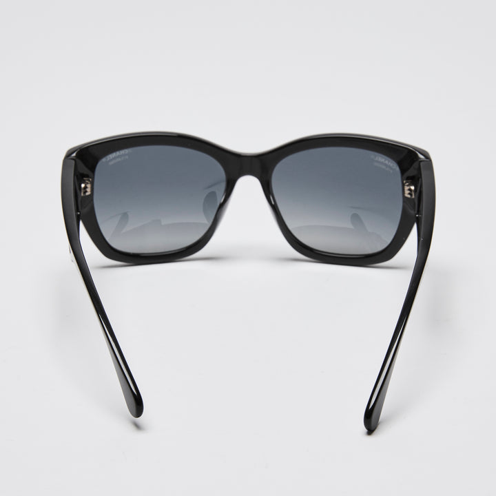 Pre-Loved Chanel™ Black Cateye Transparent Accent Sunglasses