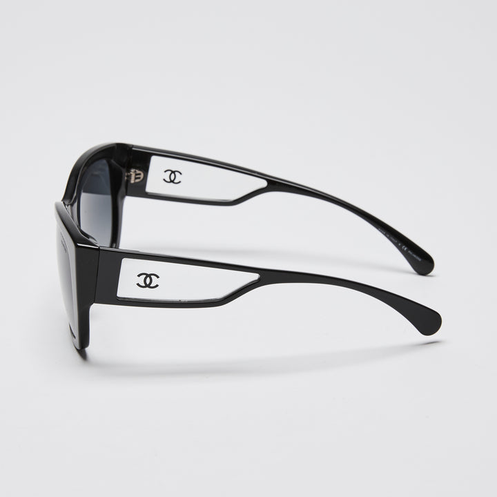 Pre-Loved Chanel™ Black Cateye Transparent Accent Sunglasses