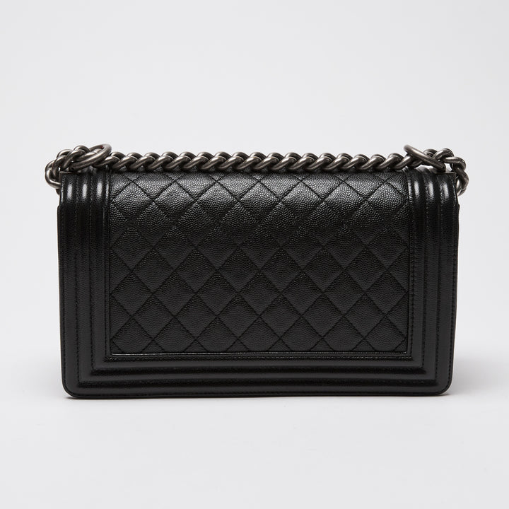 Pre-Loved Chanel™ Black Caviar Leather Medium Boy Bag