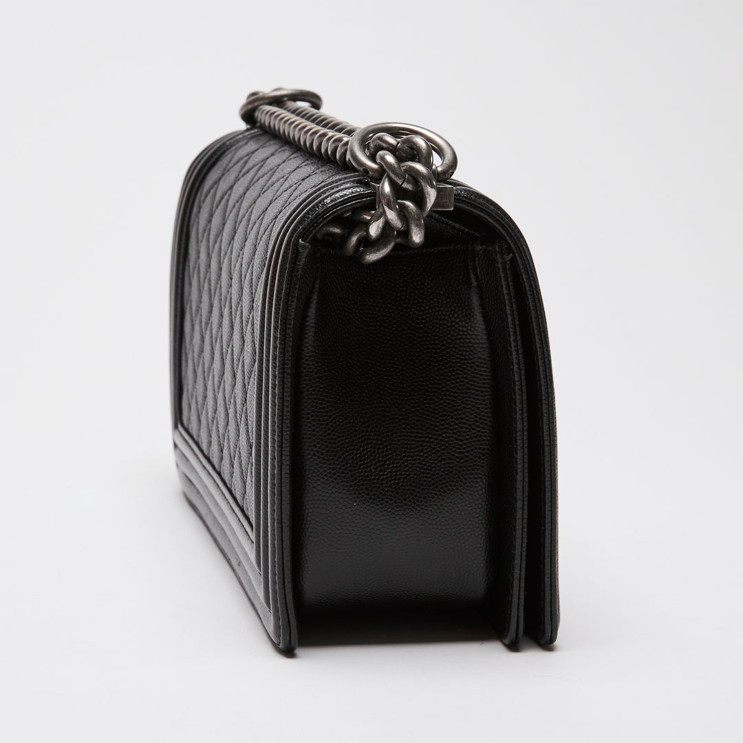 Pre-Loved Chanel™ Black Caviar Leather Medium Boy Bag