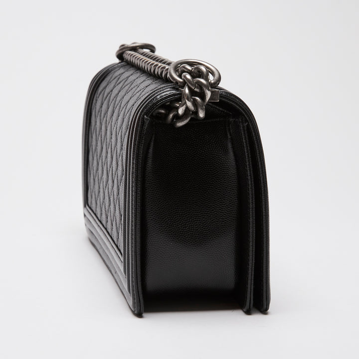 Pre-Loved Chanel™ Black Caviar Leather Medium Boy Bag