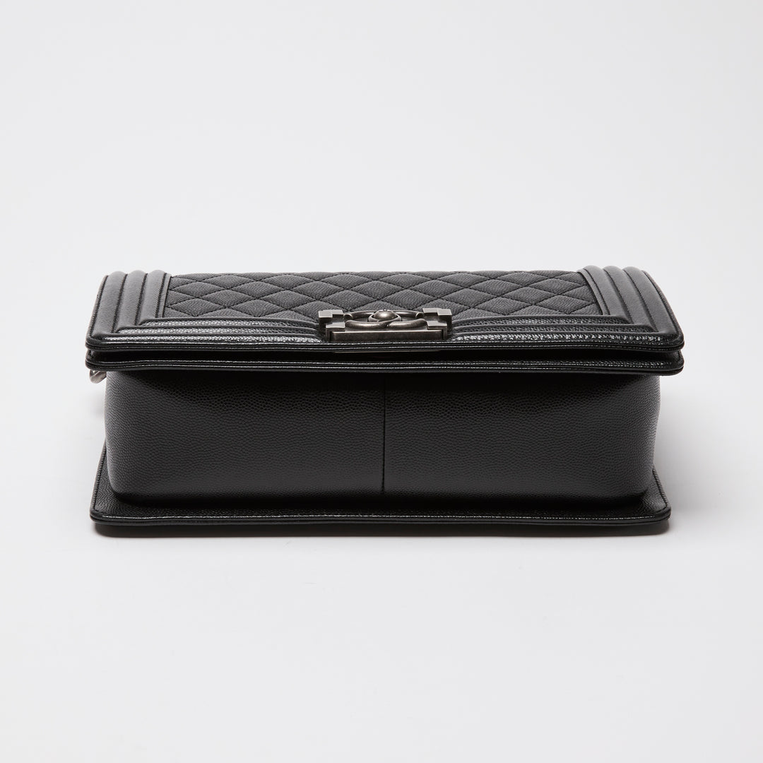 Pre-Loved Chanel™ Black Caviar Leather Medium Boy Bag