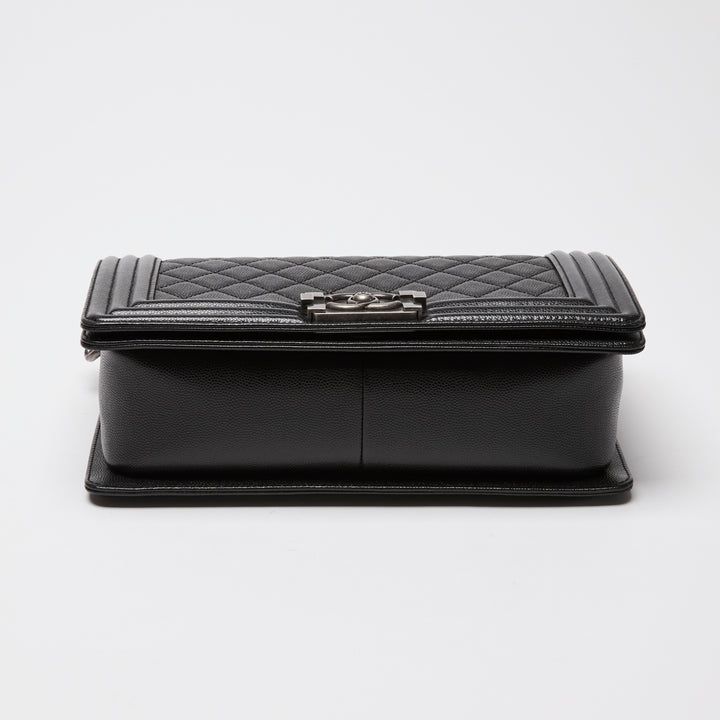 Pre-Loved Chanel™ Black Caviar Leather Medium Boy Bag