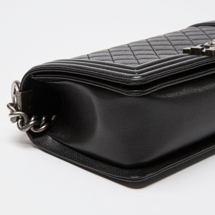 Pre-Loved Chanel™ Black Caviar Leather Medium Boy Bag