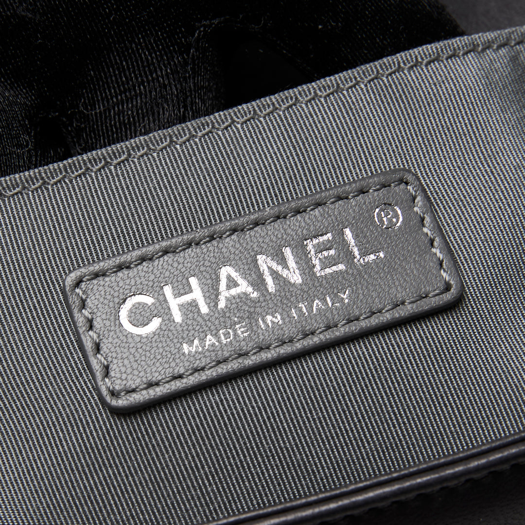 Pre-Loved Chanel™ Charcoal Grey Lambskin Leather Medium Boy Bag