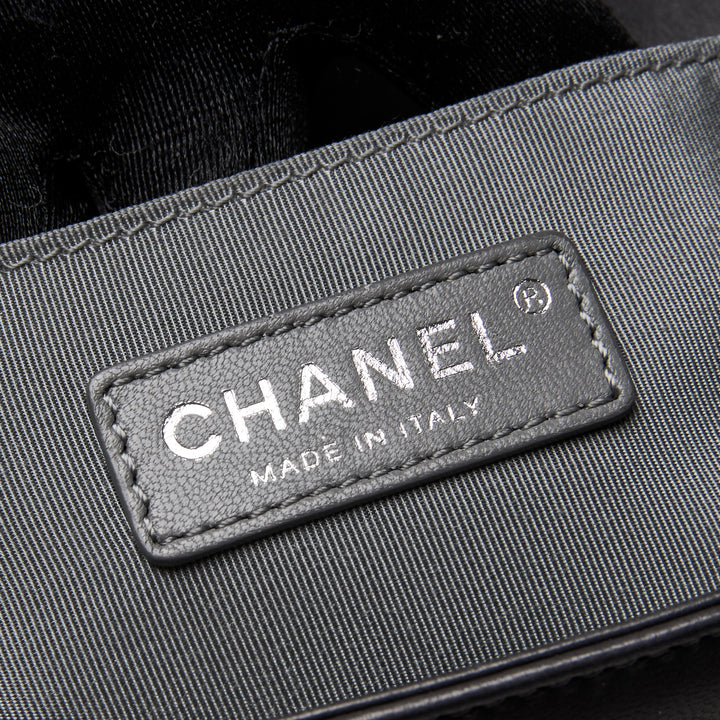 Pre-Loved Chanel™ Charcoal Grey Lambskin Leather Medium Boy Bag