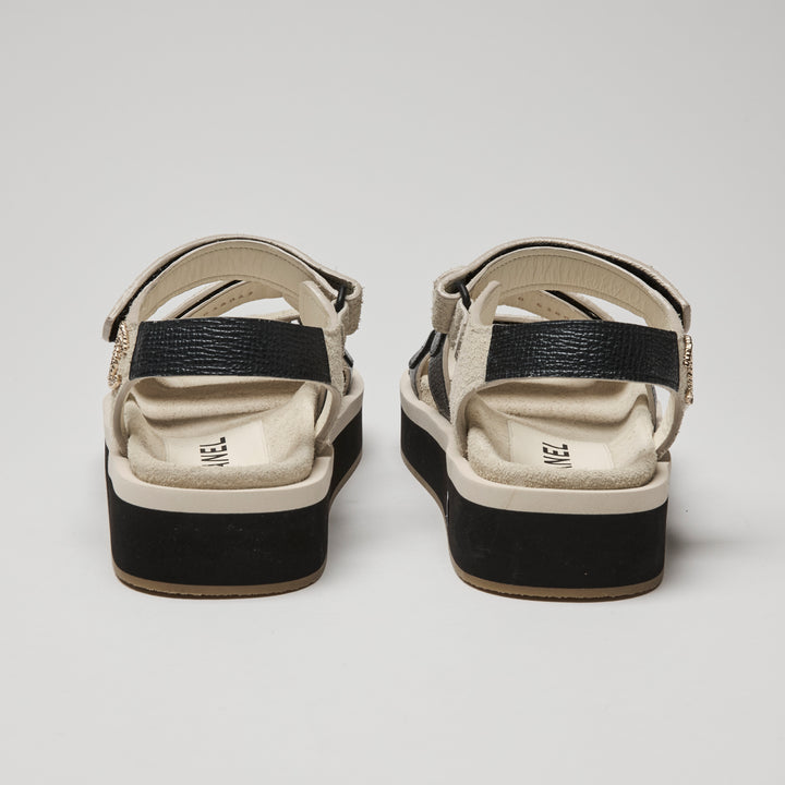 Pre-Loved Chanel™ Beige Suede Dad Sandals Size 38