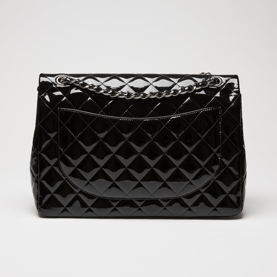 Pre-Loved Chanel™ Black Patent Leather Maxi Classic Double Flap Bag