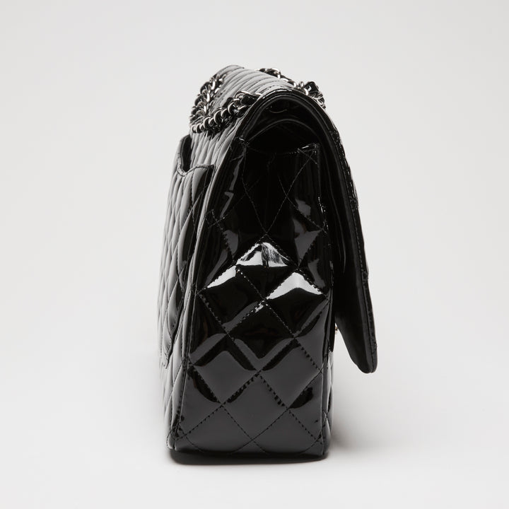 Pre-Loved Chanel™ Black Patent Leather Maxi Classic Double Flap Bag
