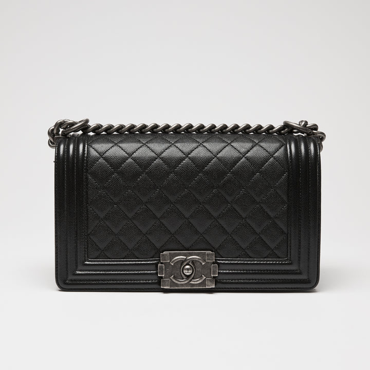 Pre-Loved Chanel™ Black Caviar Leather Large Boy Bag