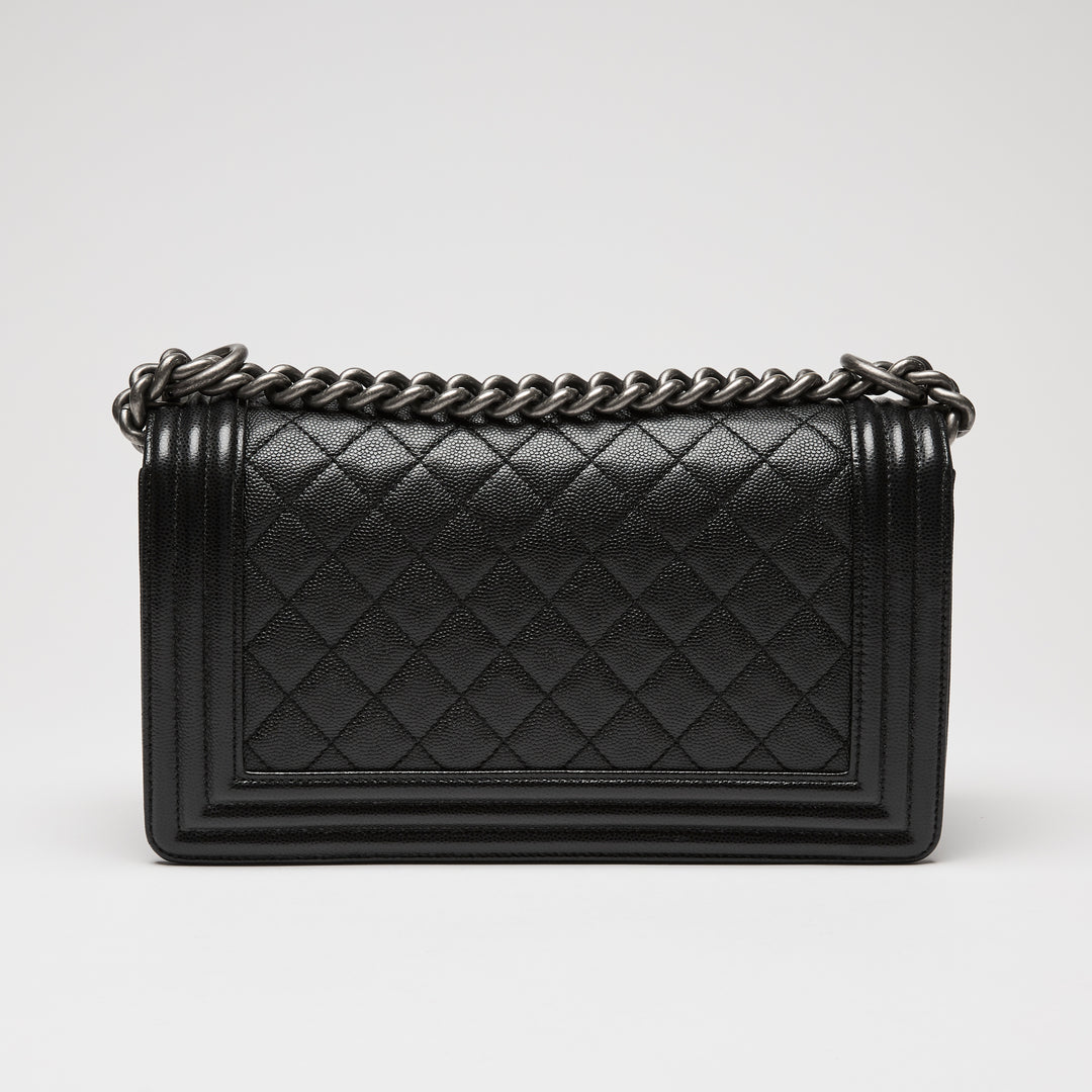 Pre-Loved Chanel™ Black Caviar Leather Large Boy Bag