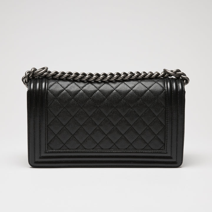 Pre-Loved Chanel™ Black Caviar Leather Large Boy Bag