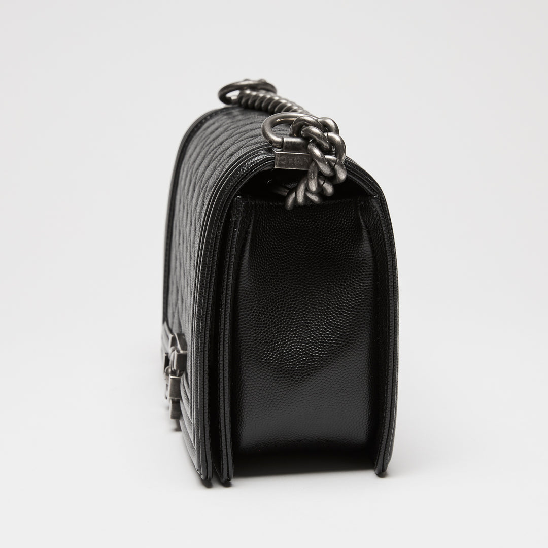 Pre-Loved Chanel™ Black Caviar Leather Large Boy Bag