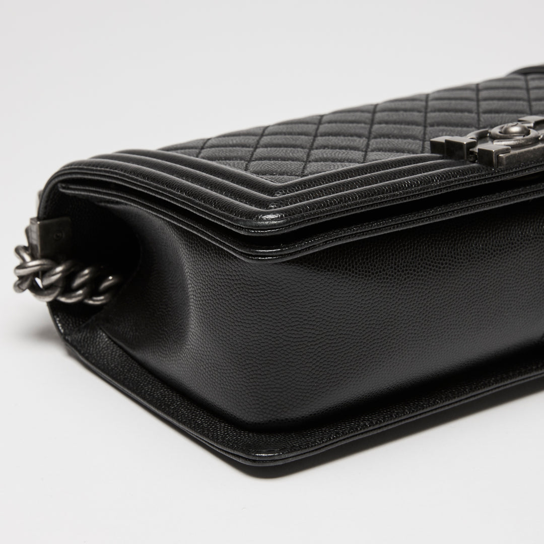 Pre-Loved Chanel™ Black Caviar Leather Large Boy Bag
