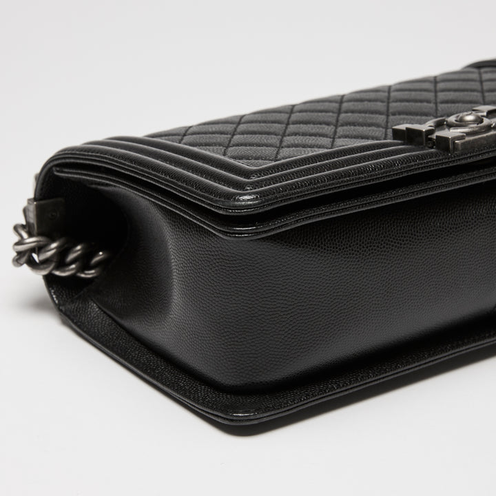 Pre-Loved Chanel™ Black Caviar Leather Large Boy Bag