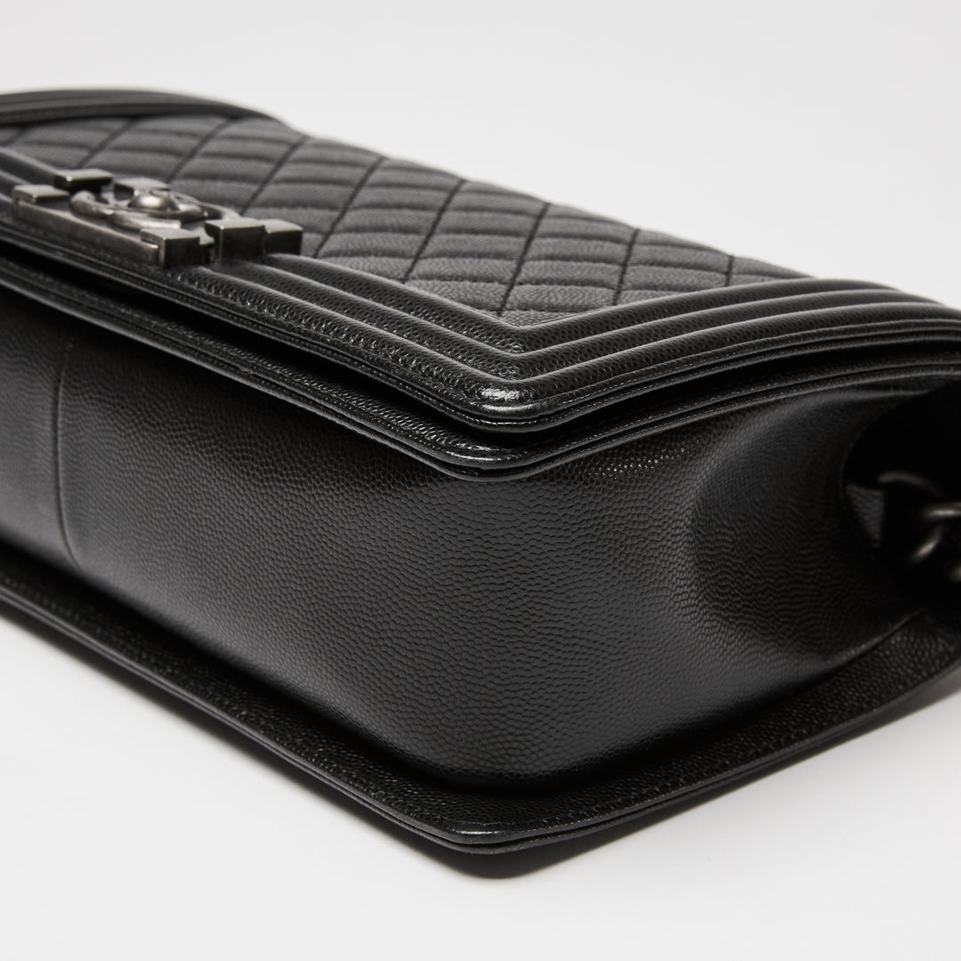Pre-Loved Chanel™ Black Caviar Leather Large Boy Bag