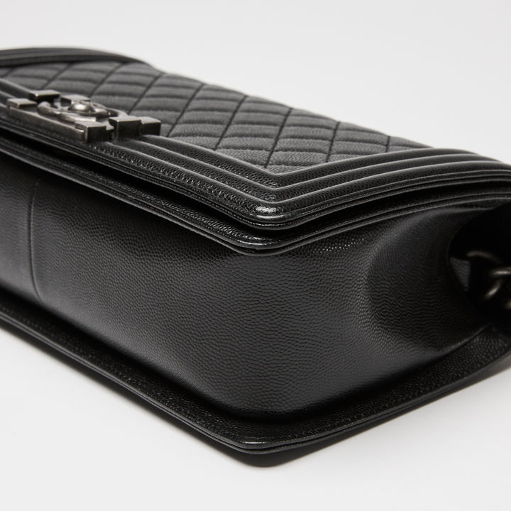 Pre-Loved Chanel™ Black Caviar Leather Large Boy Bag