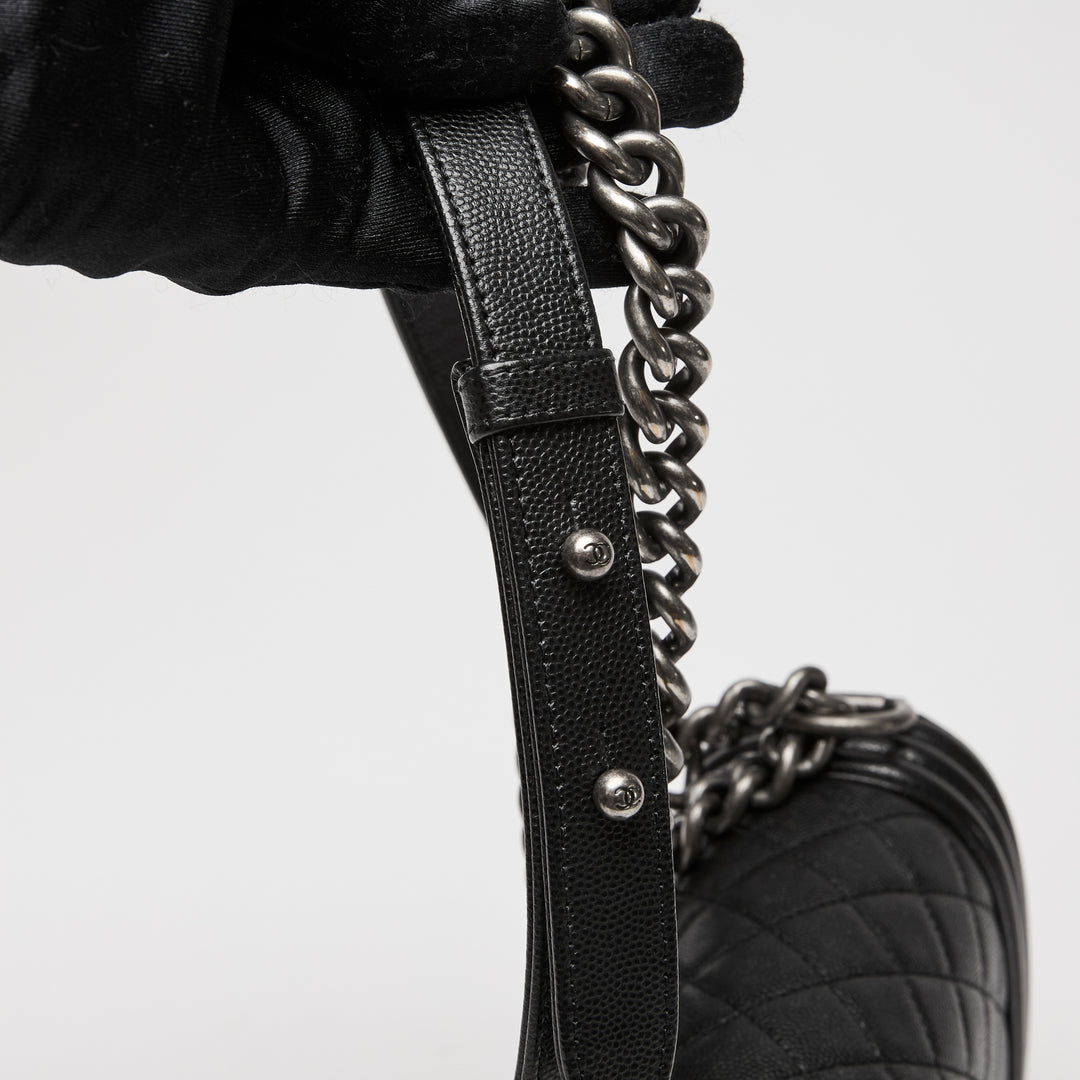 Pre-Loved Chanel™ Black Caviar Leather Large Boy Bag