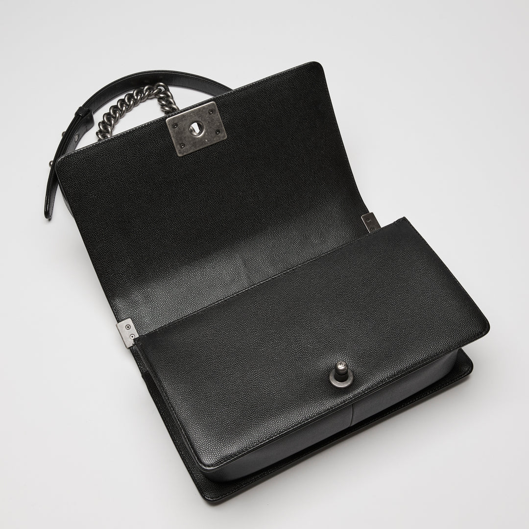 Pre-Loved Chanel™ Black Caviar Leather Large Boy Bag