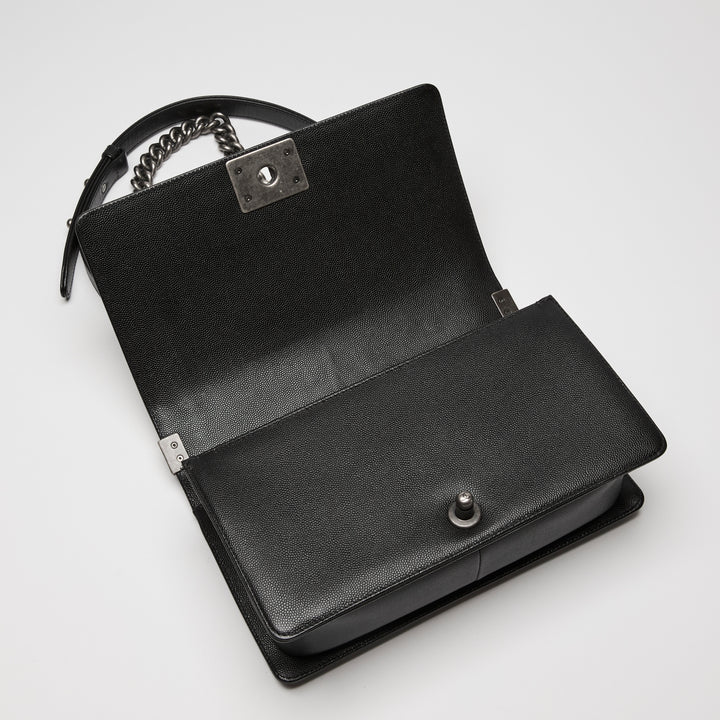 Pre-Loved Chanel™ Black Caviar Leather Large Boy Bag