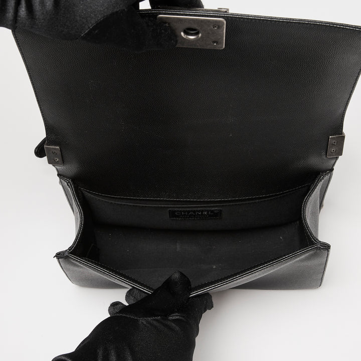 Pre-Loved Chanel™ Black Caviar Leather Large Boy Bag