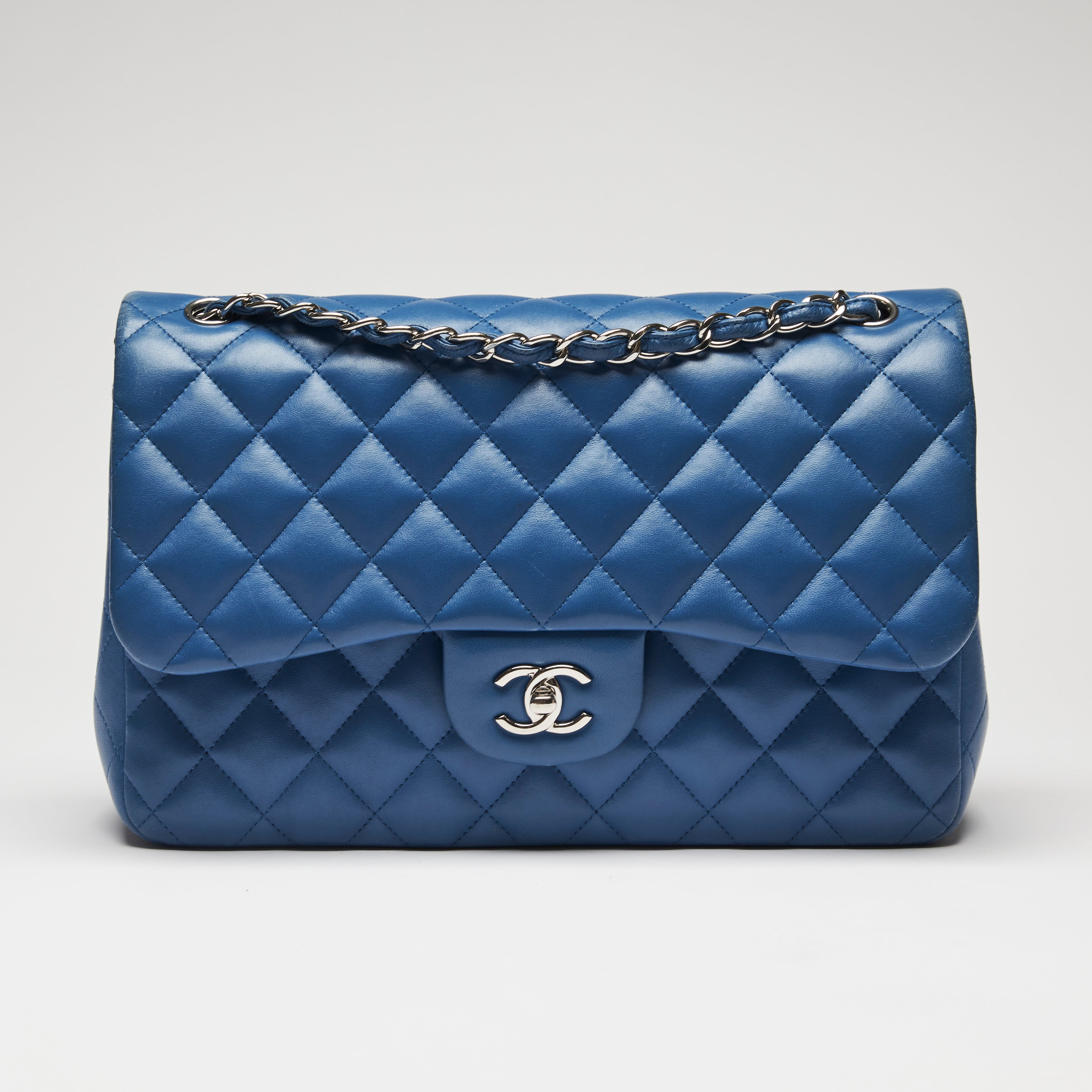 Chanel Medium Boy Bag Blue Chevron Caviar Silver Hardware – Madison Avenue  Couture