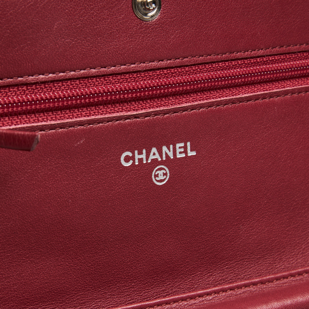 Pre-Loved Chanel™ Red Patent Leather Wallet on Chain