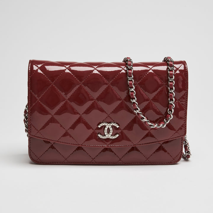 Pre-Loved Chanel™ Red Patent Leather Wallet on Chain