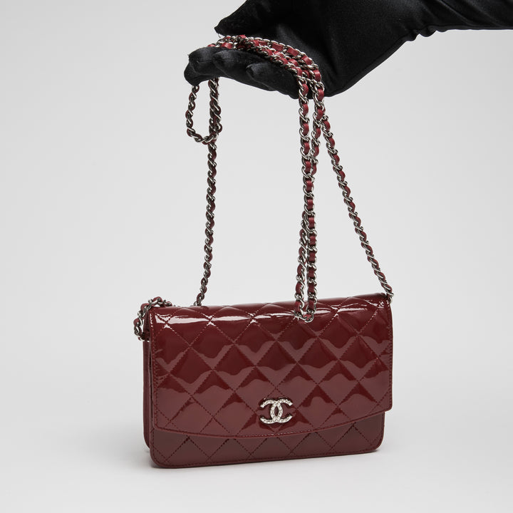 Pre-Loved Chanel™ Red Patent Leather Wallet on Chain