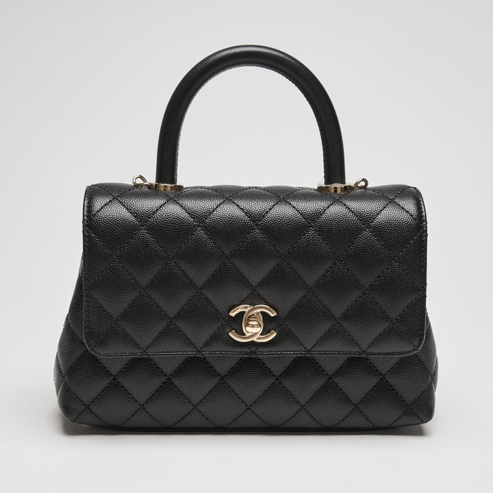 Pre-Loved Chanel™ Black Caviar Leather Small Coco Handle Handbag