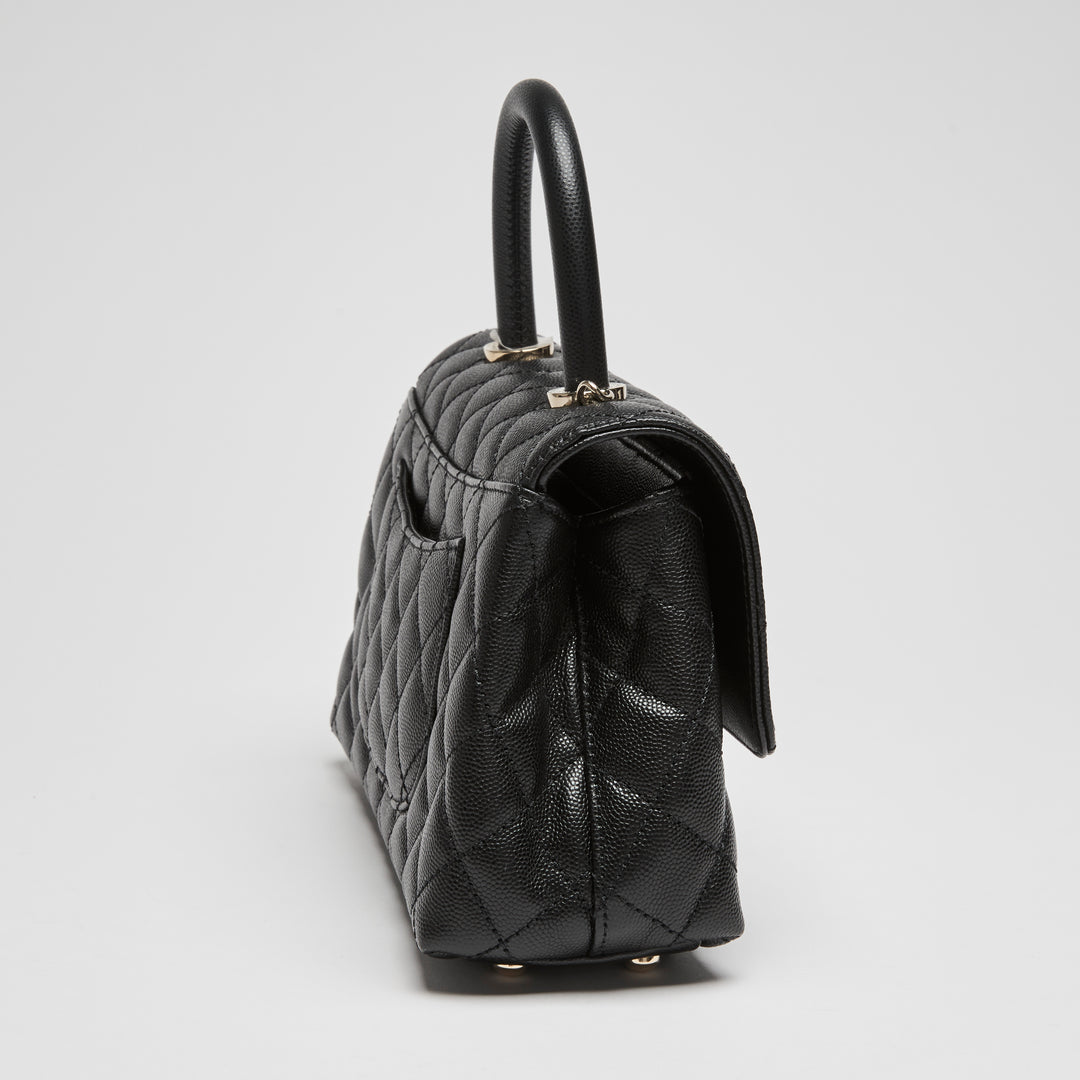Pre-Loved Chanel™ Black Caviar Leather Small Coco Handle Handbag