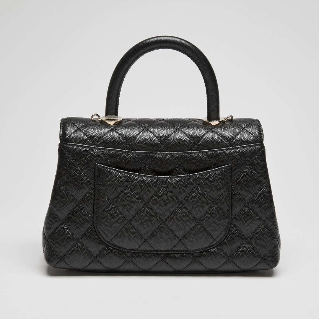 Pre-Loved Chanel™ Black Caviar Leather Small Coco Handle Handbag