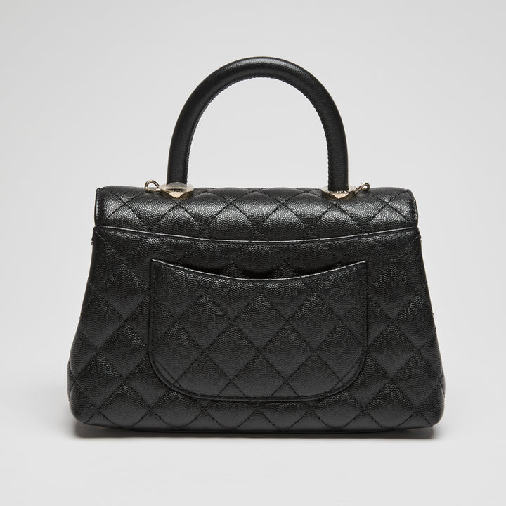 Pre-Loved Chanel™ Black Caviar Leather Small Coco Handle Handbag