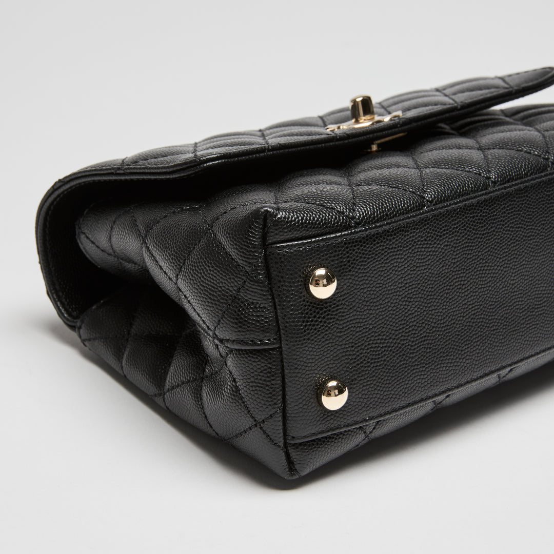 Pre-Loved Chanel™ Black Caviar Leather Small Coco Handle Handbag