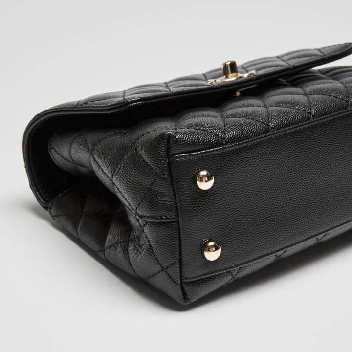 Pre-Loved Chanel™ Black Caviar Leather Small Coco Handle Handbag