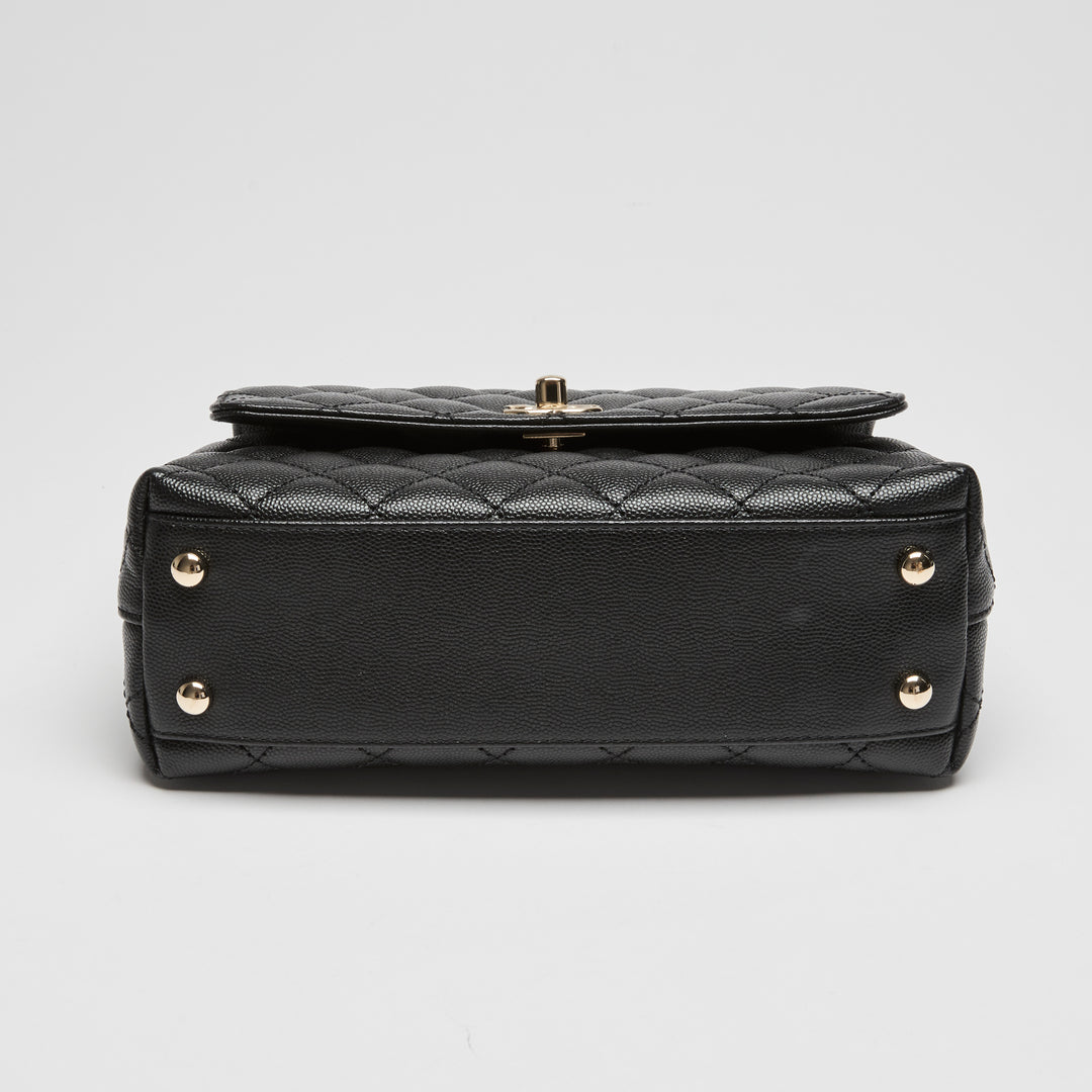 Pre-Loved Chanel™ Black Caviar Leather Small Coco Handle Handbag