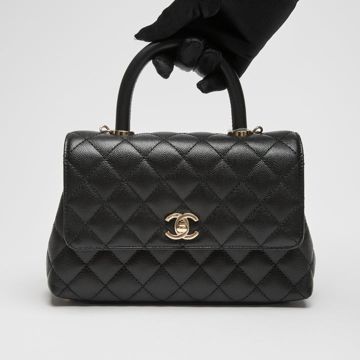 Pre-Loved Chanel™ Black Caviar Leather Small Coco Handle Handbag