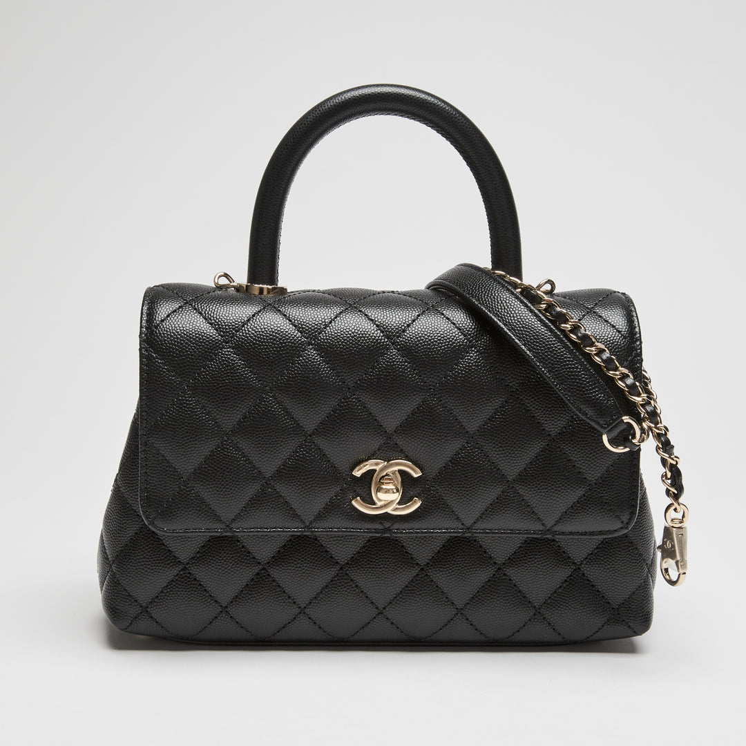 Pre-Loved Chanel™ Black Caviar Leather Small Coco Handle Handbag