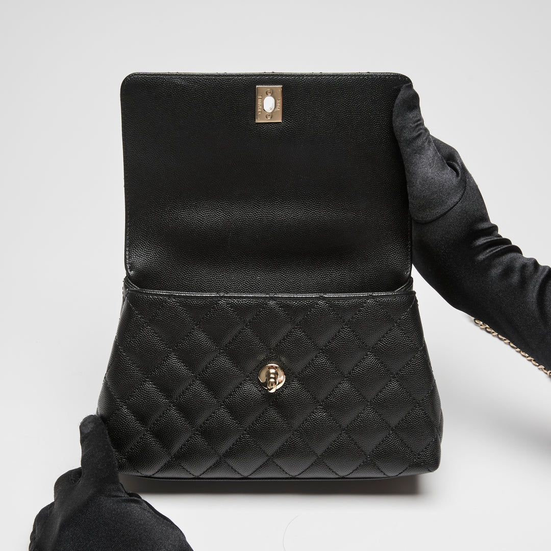 Pre-Loved Chanel™ Black Caviar Leather Small Coco Handle Handbag