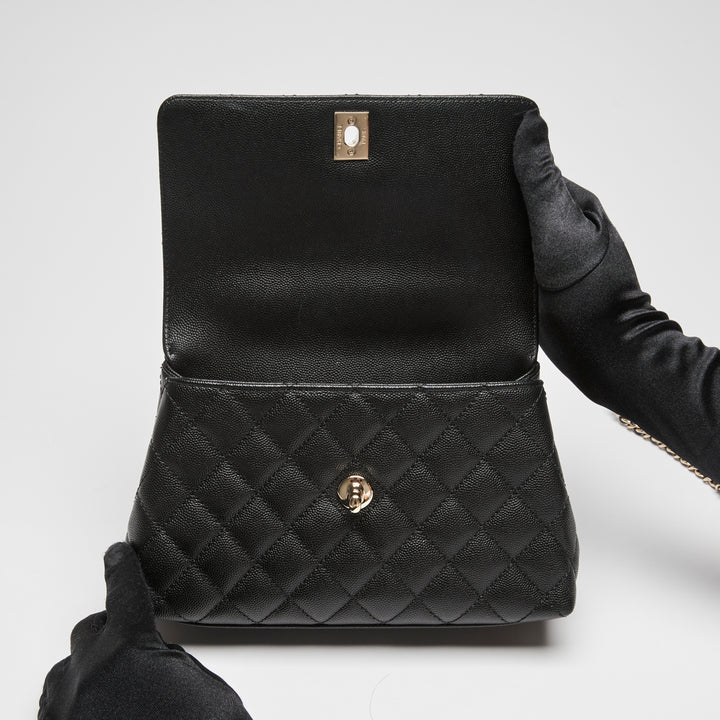 Pre-Loved Chanel™ Black Caviar Leather Small Coco Handle Handbag