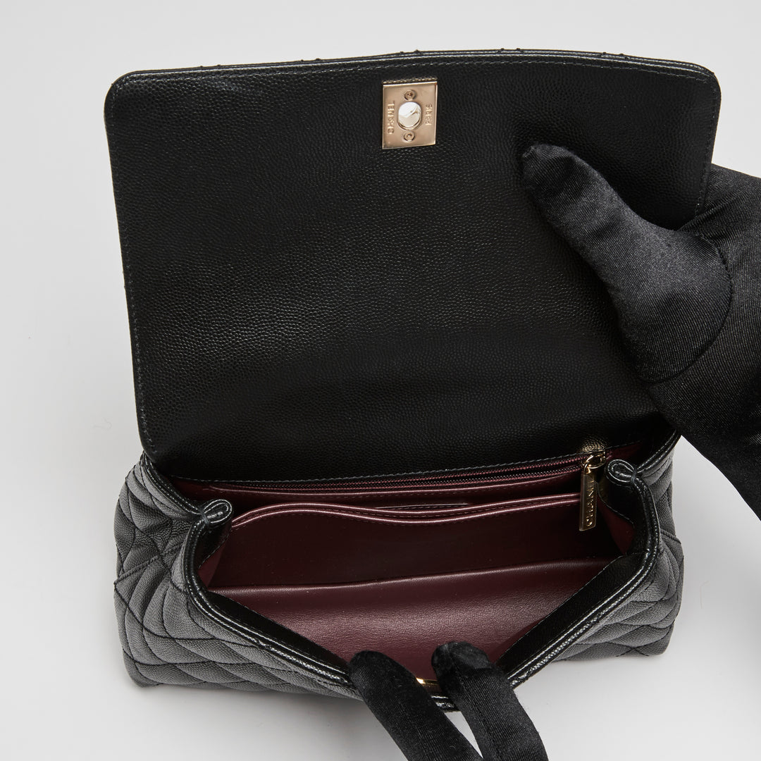 Pre-Loved Chanel™ Black Caviar Leather Small Coco Handle Handbag