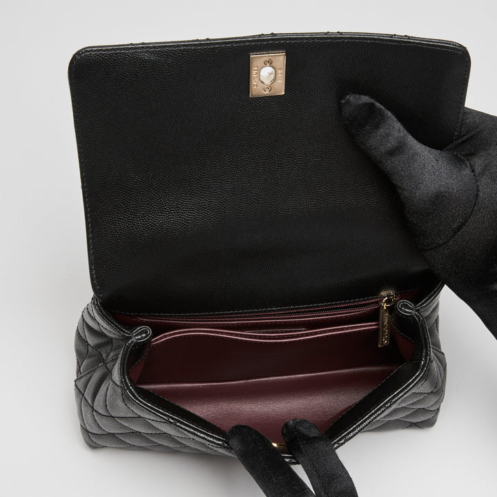 Pre-Loved Chanel™ Black Caviar Leather Small Coco Handle Handbag