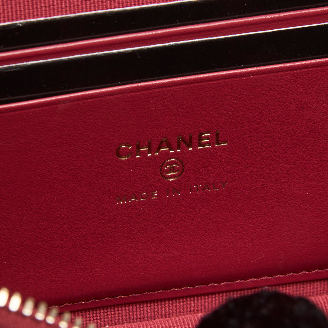 Pre-Loved Chanel™ Red Caviar Leather Slim Vanity Top Handle Bag