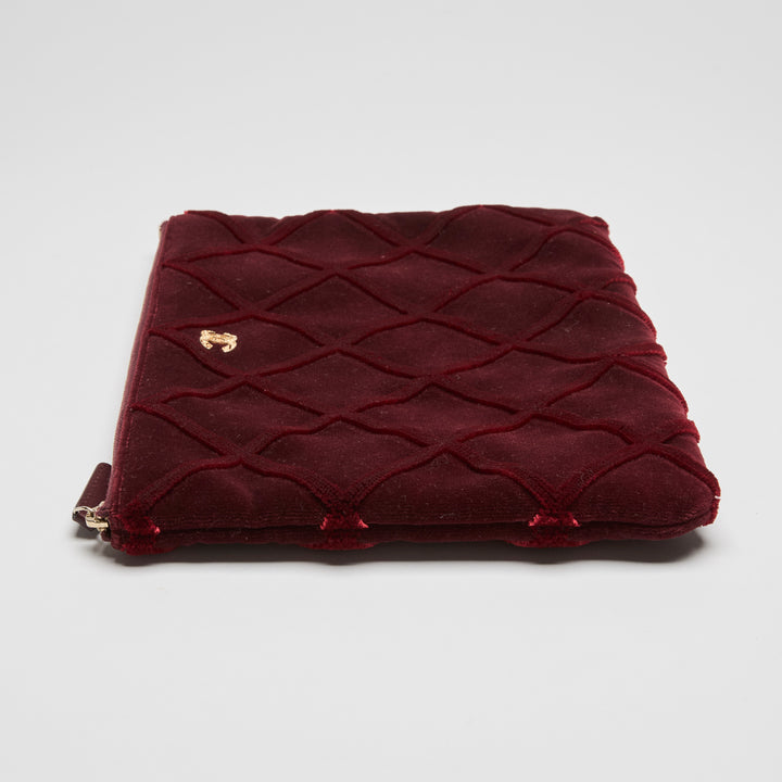 Pre-Loved Chanel™ Burgundy Velvet Quilted Clutch