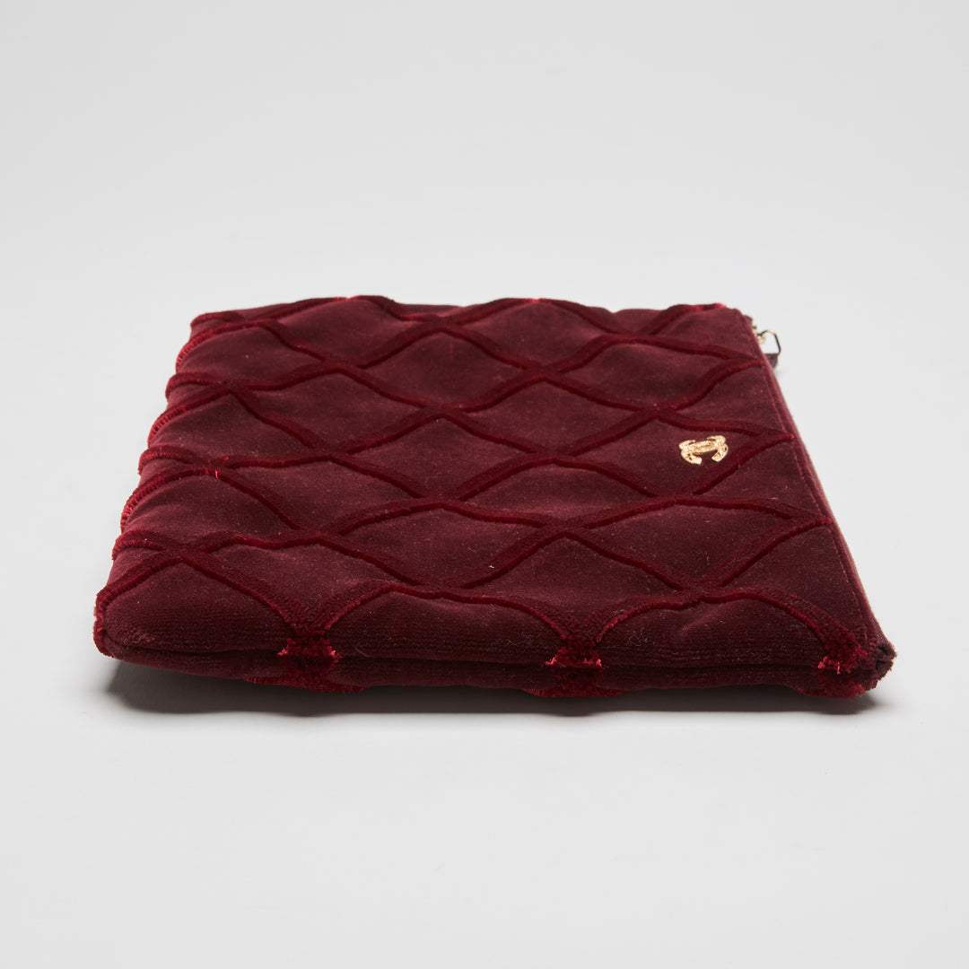 Pre-Loved Chanel™ Burgundy Velvet Quilted Clutch