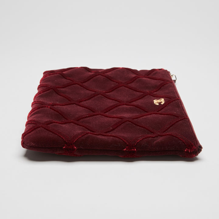 Pre-Loved Chanel™ Burgundy Velvet Quilted Clutch